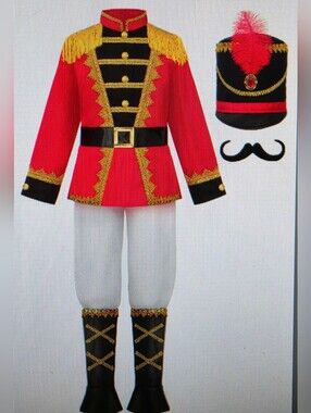 Kids Nutcracker Soldier Costume in Red and Black with Gold Trim Size 100/Small